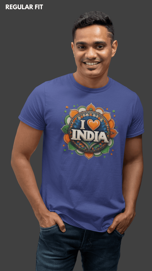 I love india navy blue tshirt for men