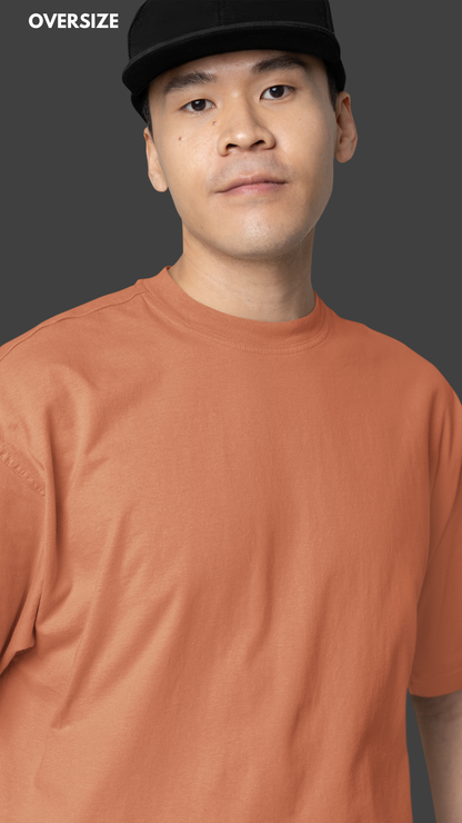 Coral Plain Oversized T-Shirt For Men