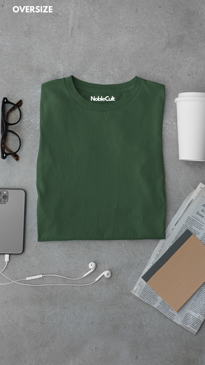 Bottle Green Plain Oversized T-Shirt For Men