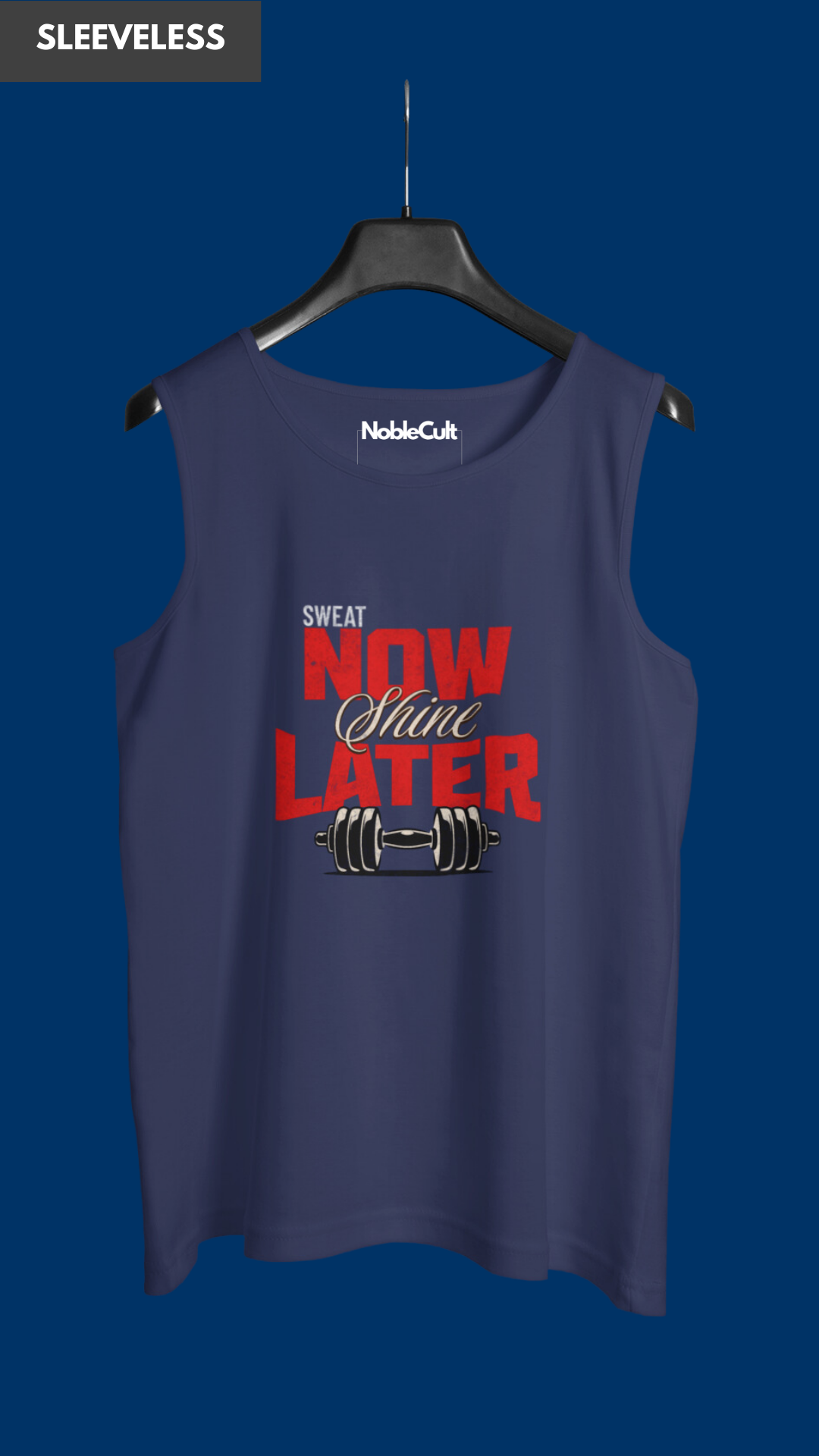 Sweat now sleeveless navy blue tank top for men