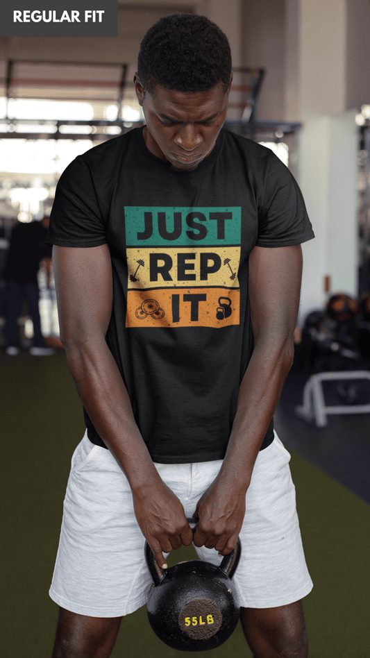 JUST REP IT gym fitness black tshirt for men