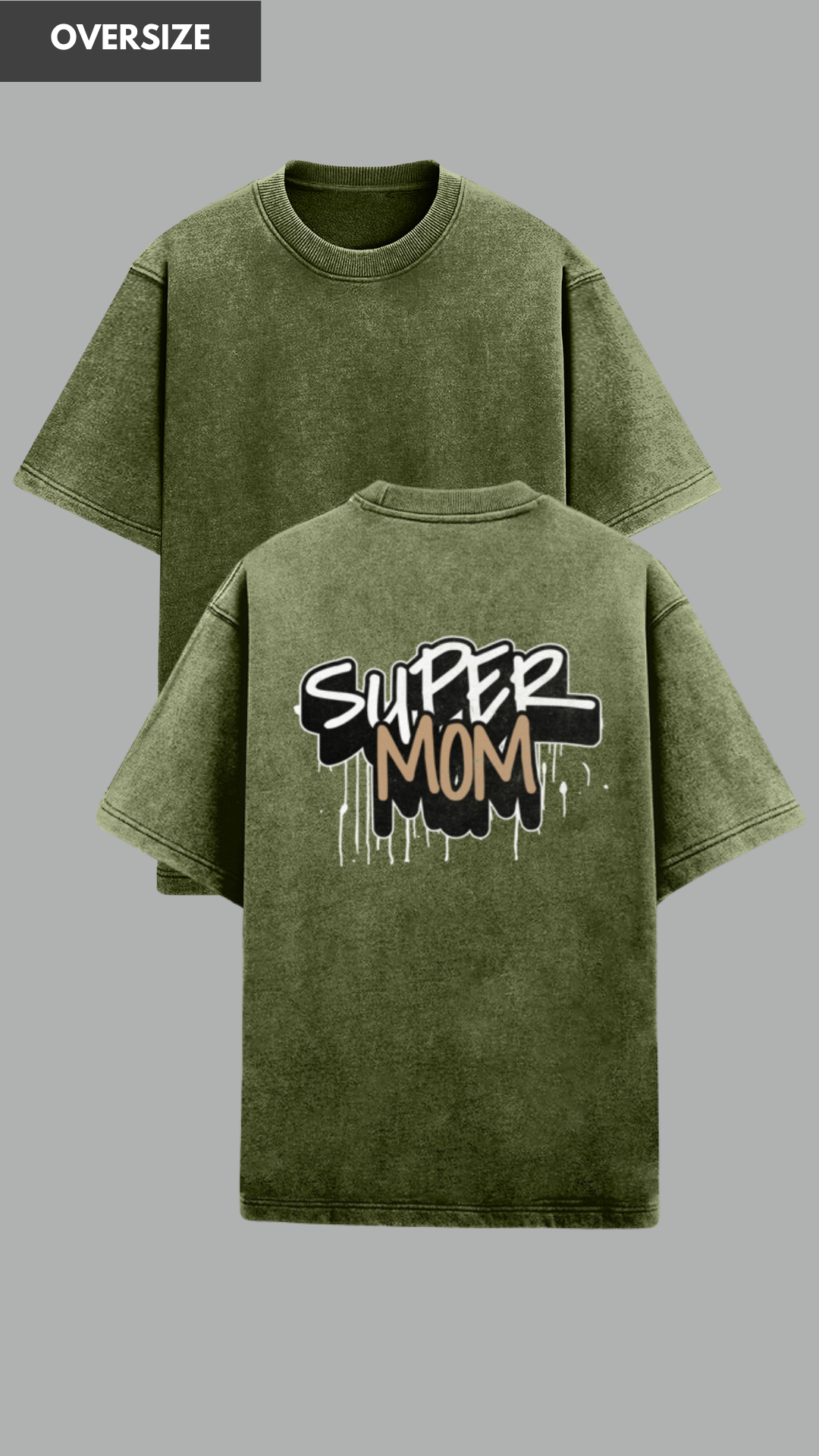 Super mom oversized acid washed tshirt for women