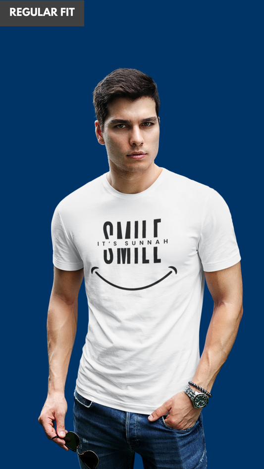 Smile its sunnah white tshirt for men