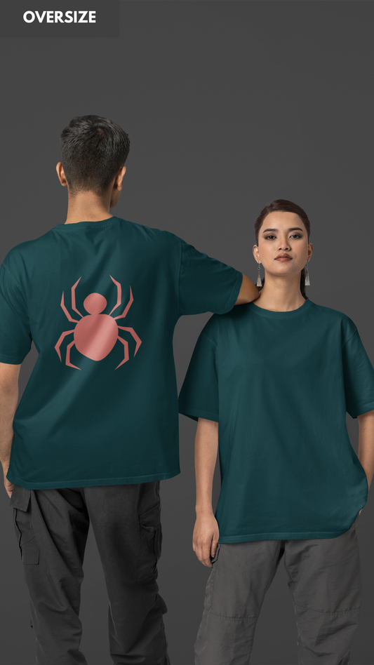 Spider oversized unisex petrol blue tshirt