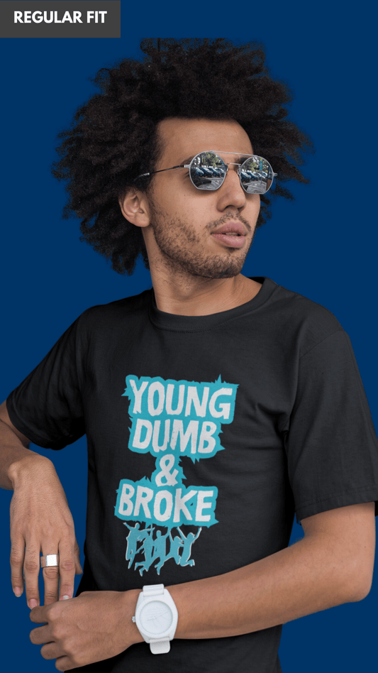 Young dumb & broke black tshirt for men