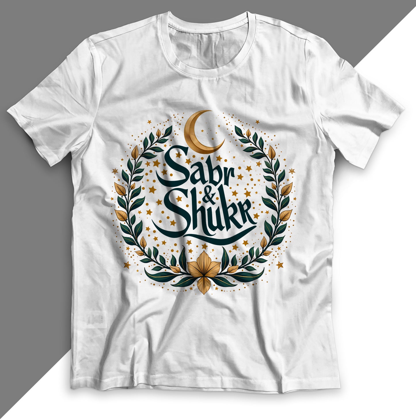 Shukr & sabr islamic white Tshirt for men