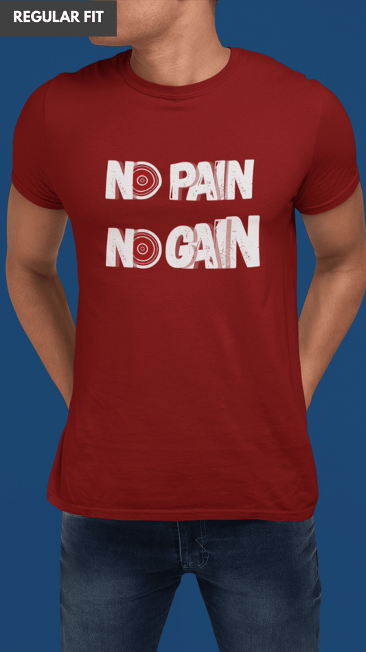 No pain no gain fitness red tshirt for men